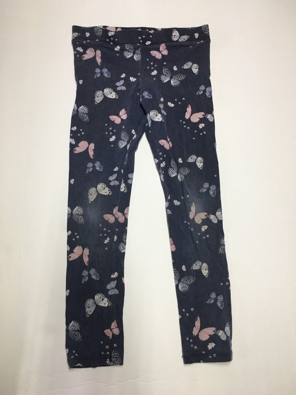H&M Navy Blue Butterfly Print Leggings Elastic Waist Girls 6-7 y